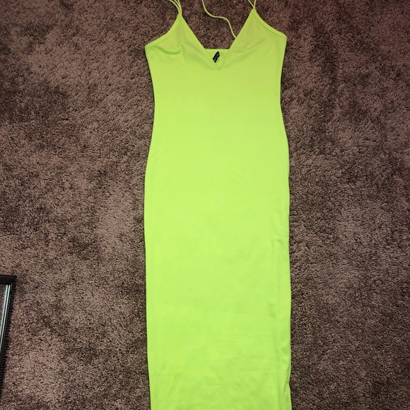 Lime green spaghetti strap dress size small - Picture 2 of 3